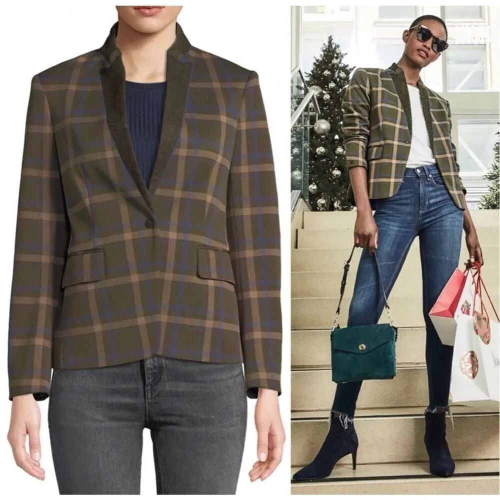 Rag & Bone Naomi Check Snap-Front Blazer size 8 worn once excellent condition